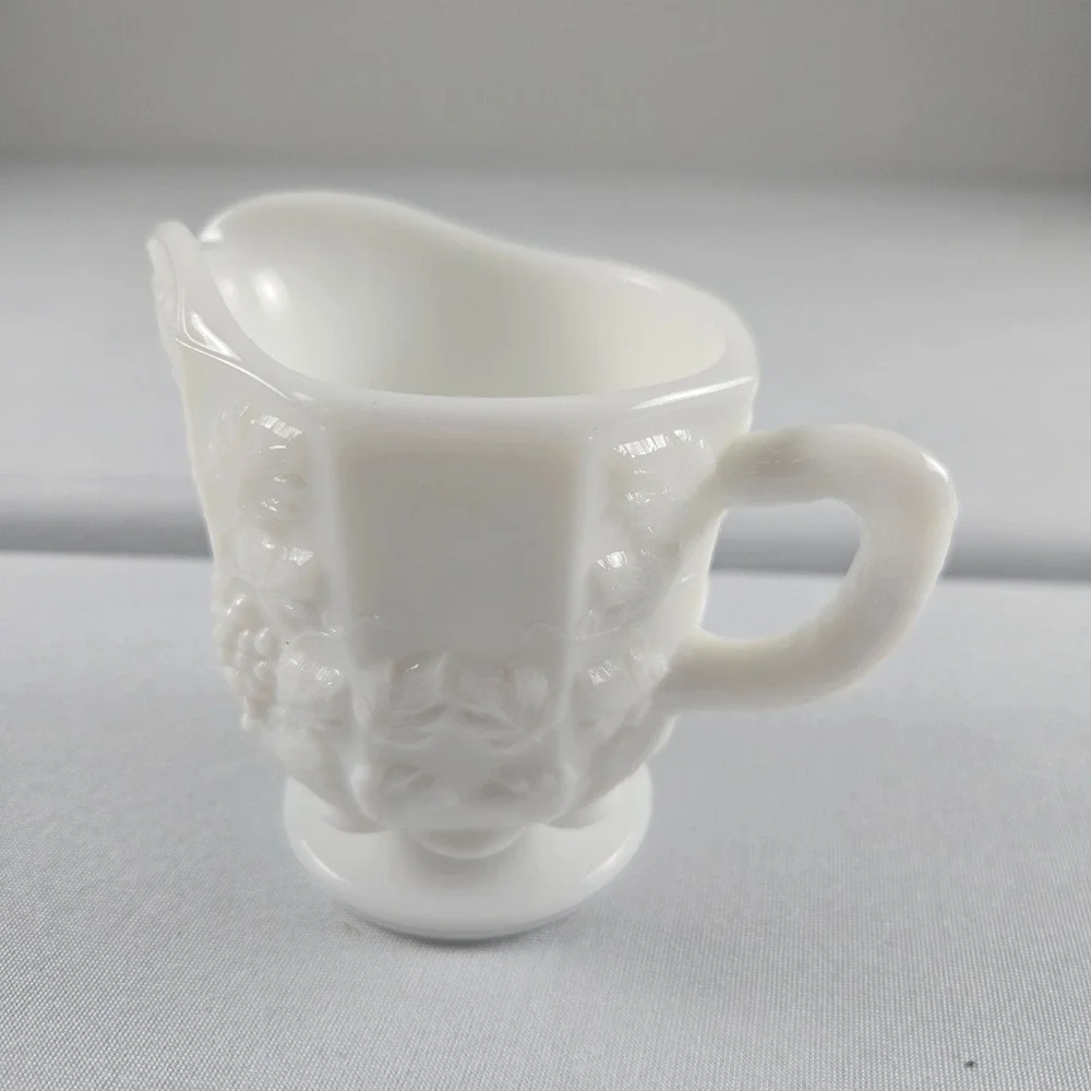 Vintage Westmoreland Milk Glass Paneled Grape Creamer & Sugar Bowl Set